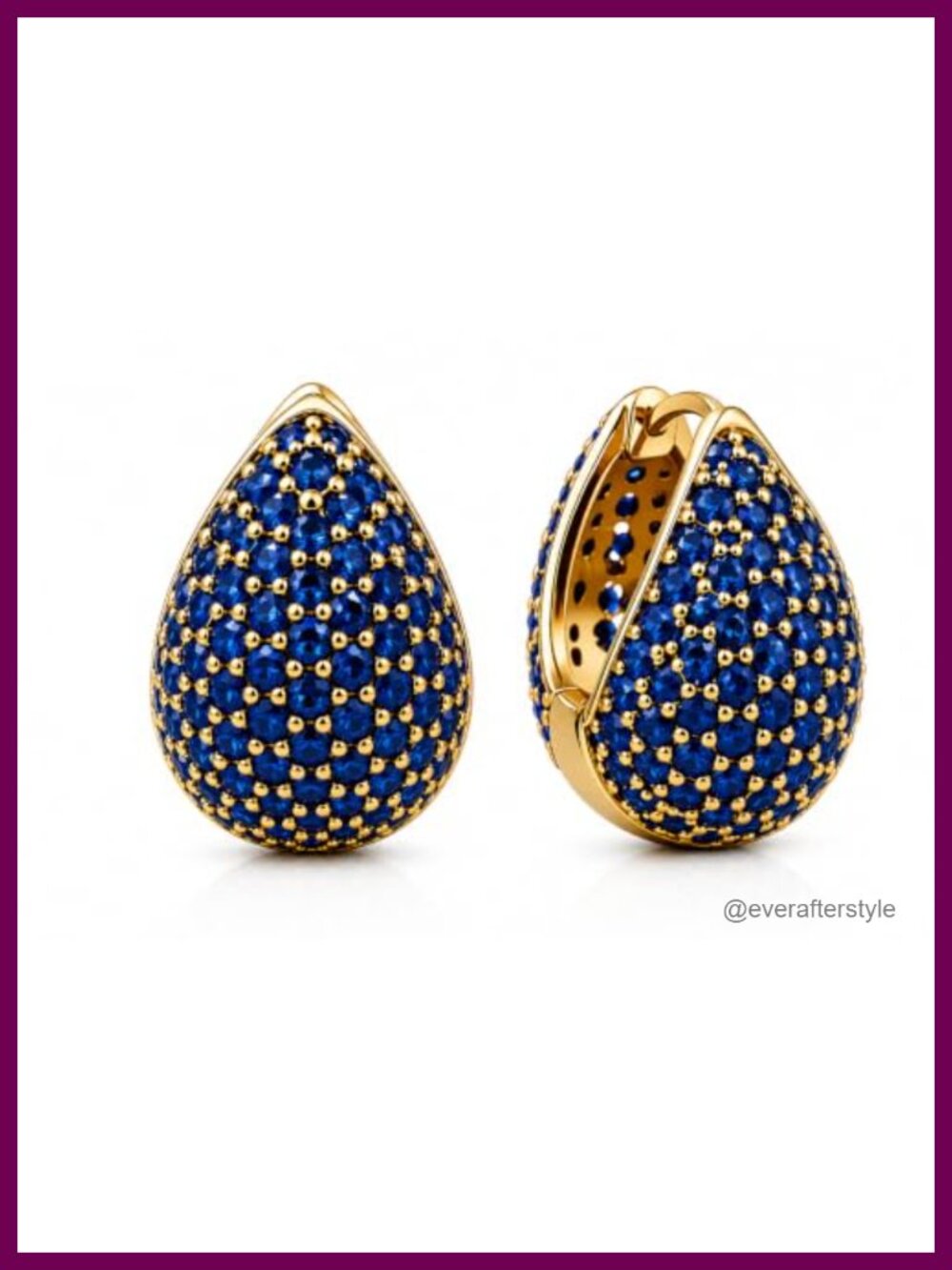 14K Gold Plated Brass Cubic Zirconia Pavé Dome Hoop Earrings Hinged Statement